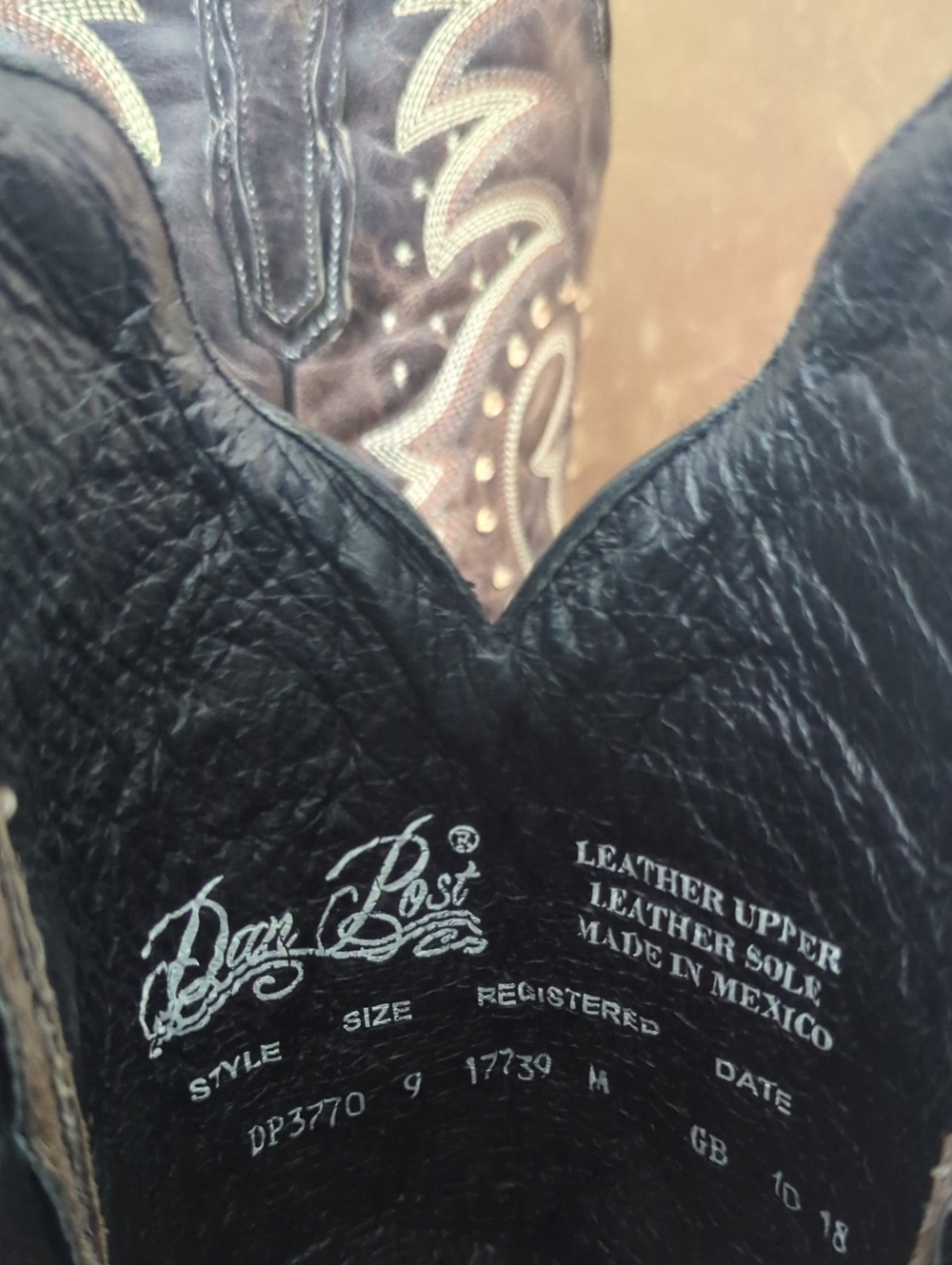 DAN POST DP3770 Espresso Brown leather cowgirl western boots square toe sz 9 EUC - Picture 16 of 16